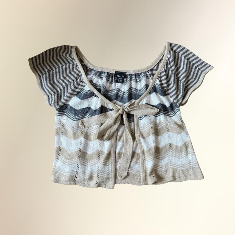 Vintage Y2K rue21 Chevron Knit Tie-Front Top Cardigan